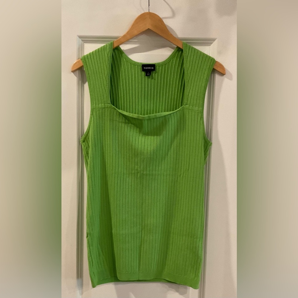 NWOT Torrid Lime Ribbed Sweater Square Neck Tank Top